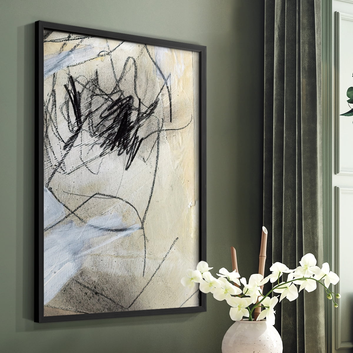 Masked Notes VII Framed Print in Black Solid Wood Framed Print No Nail Hanging
