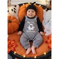 thumbnail image 5 of RUINIXCW Halloween Baby Boy Clothes, Long Sleeve Romper with Plaid Embroidery Overalls and Hat, 5 of 9