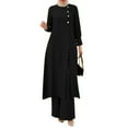 thumbnail image 3 of IBTOM CASTLE Abaya Dress for Women Muslim Long Sleeve Ramadan Islamic Shirt with Pants 2PCS Dubai Prayer Casual Clothes 2XL Black, 3 of 8