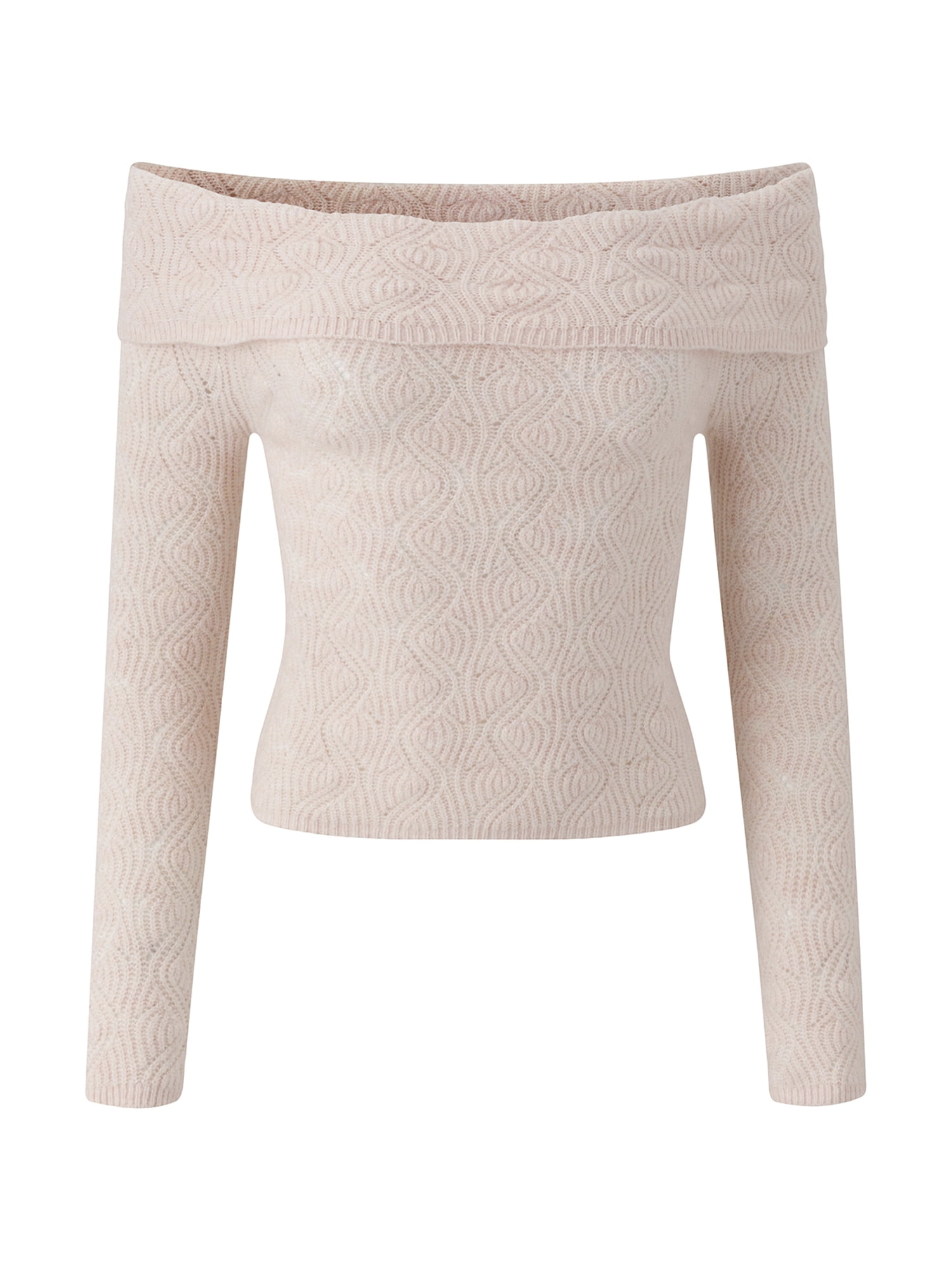 Mills by Millie Bobby Brown Women's Pointelle Foldover Sweater, Sizes XXS- 4X