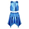 thumbnail image 4 of Doomiva Kids Shiny Jazz Disco Outfits Hip Hop Dance Dress Sets Cheer Outfit for Stage Performance Casual Gear Blue 2-6, 4 of 5