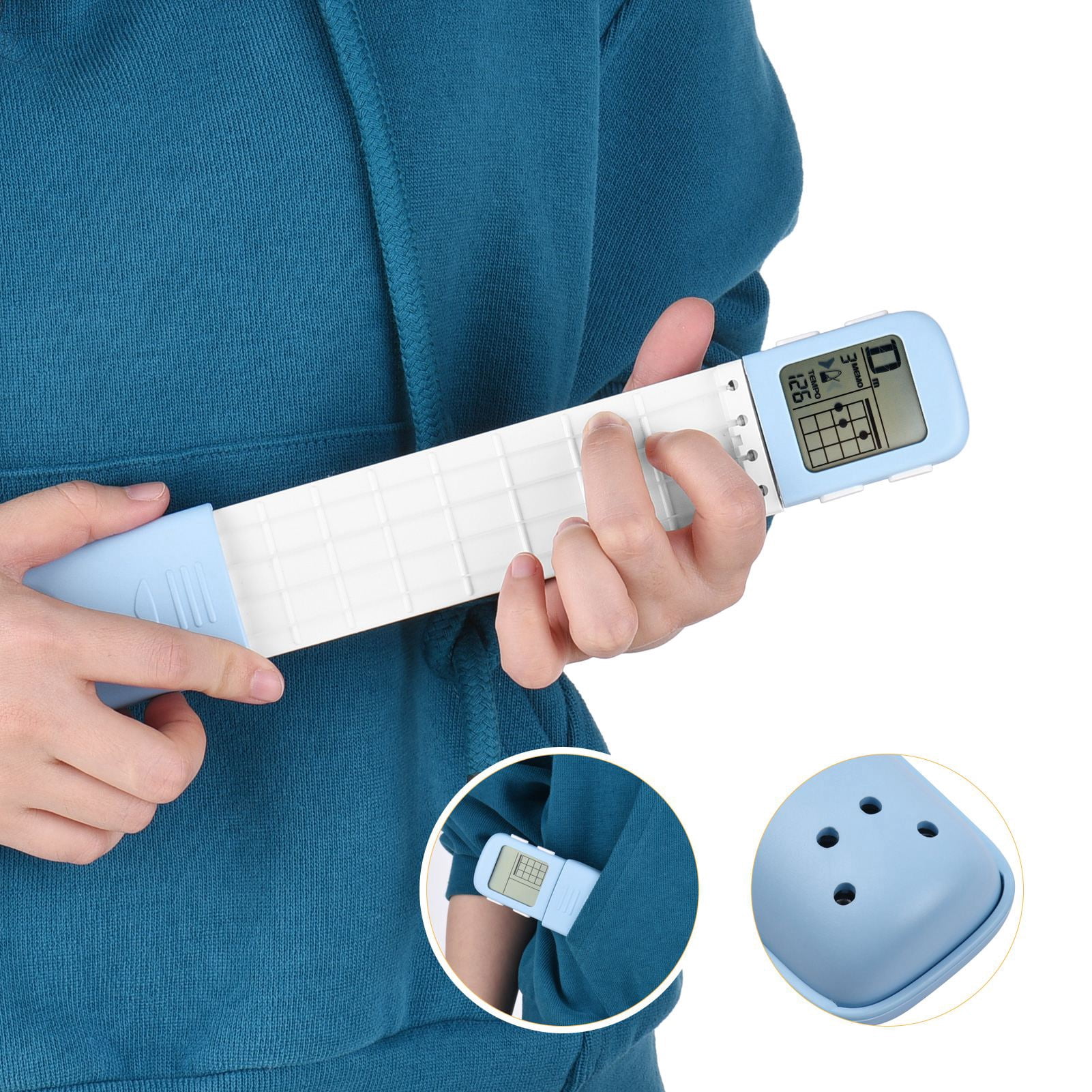 Portable Uke Trainer Chord Portable Ukulele Chord Trainer Uke Fingering Practice Tool with 360° Rotatable Chords Chart Screen for Ukelele Beginners