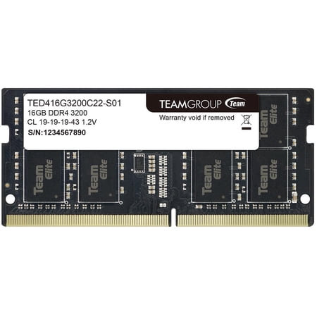 UPC: 0765441651715 | Team Elite 16GB 260-Pin DDR4 SO-DIMM DDR4 3200 (PC4 25600) Laptop Memory Model TED416G3200C22-S01