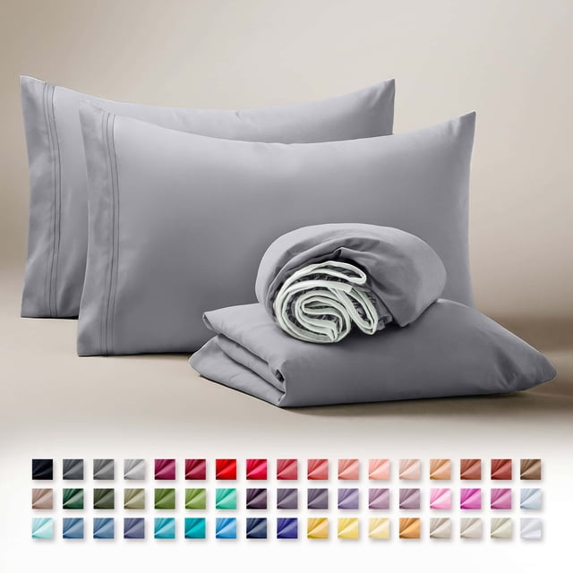Clara Clark Juego de Sábanas Individual XL, Lujo 3 Piezas con Bolsillos Profundos para Dormitorios, Microfibra Ultrasuave, Color Gris.