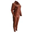 thumbnail image 4 of Womens Parkas Leather Two Piece Lapel Pocket Long Sleeve Jacket Top And Pencil Pants Set Parkas Coat, 4 of 6