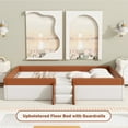 thumbnail image 2 of Bellemave Queen Size Floor Bed with Stairs and Fence Guardrails Floor Bed Frame with Bed Slats PU Leather Upholstered Daybed(Queen, White + Brown), 2 of 10