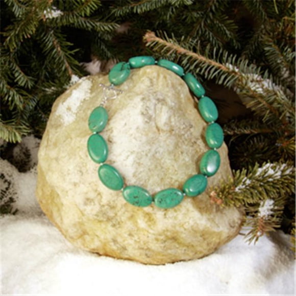 22 in. 30 x 20mm Thick Flat Oval Stabilized Turquoise Necklace