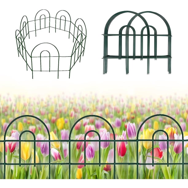 KESYOO 2-Pack White Plastic Landscape Edging Fences - 19.6" H X 11.8" W Panels With Bases For Garden Border
