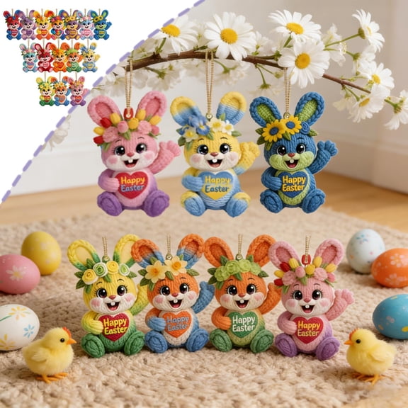 TechToyHub 3.1 Inch Easter Egg Wooden Ornaments 15 Pack,2D Flat Hanging Decorations Keychain Pendant for Car Rearview Mirror Backpack Window,Lightweight Reusable Multicolor