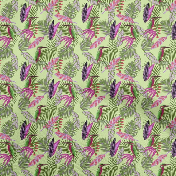 oneOone Cotton Poplin Light Green Fabric Tropical Leaf Fabric For Sewing Printed Craft Fabric By The Yard 56 Inch Wide