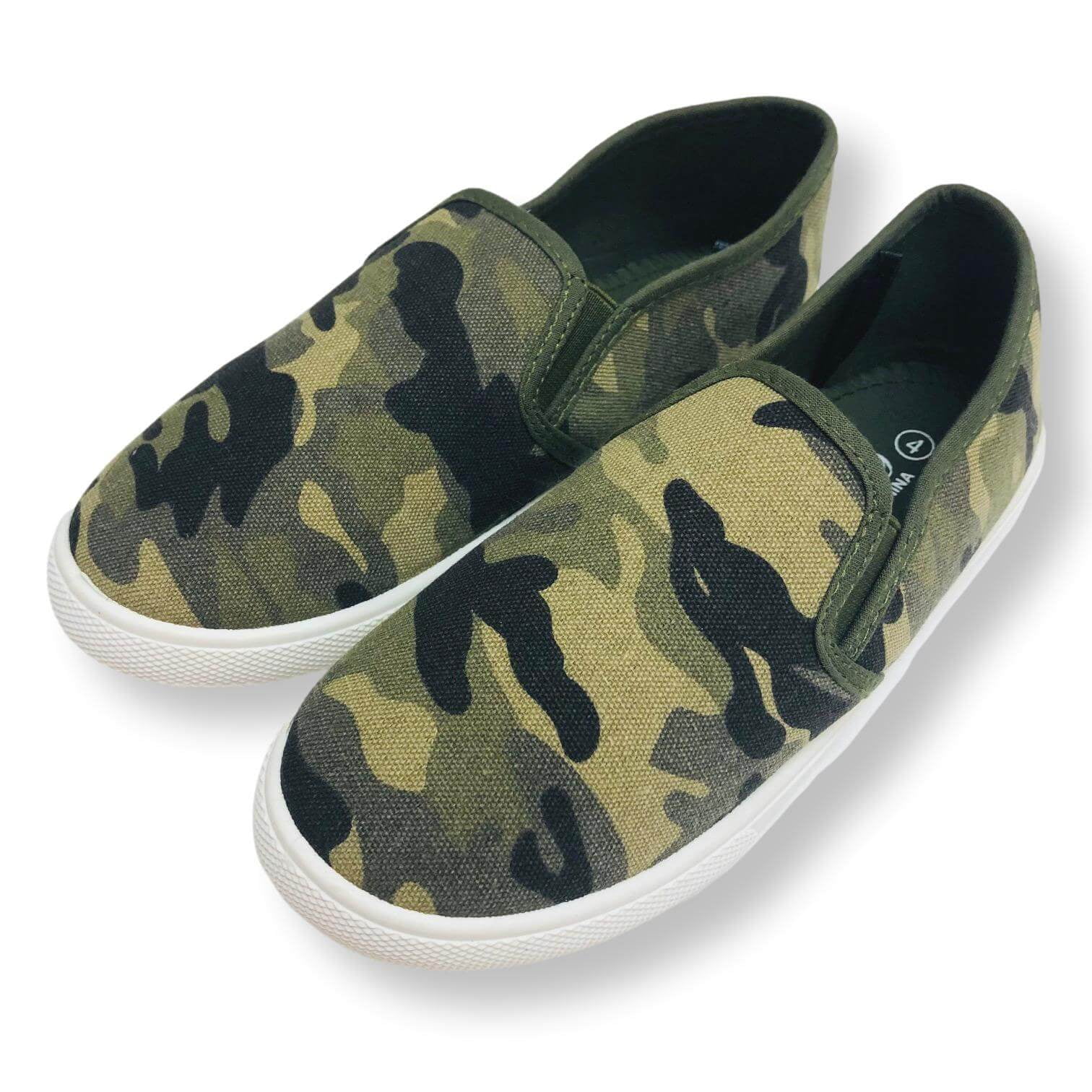 Inflates overseas rainfall Boys Canvas Shoes Camo Slip On Kids Sneakers - Walmart.com