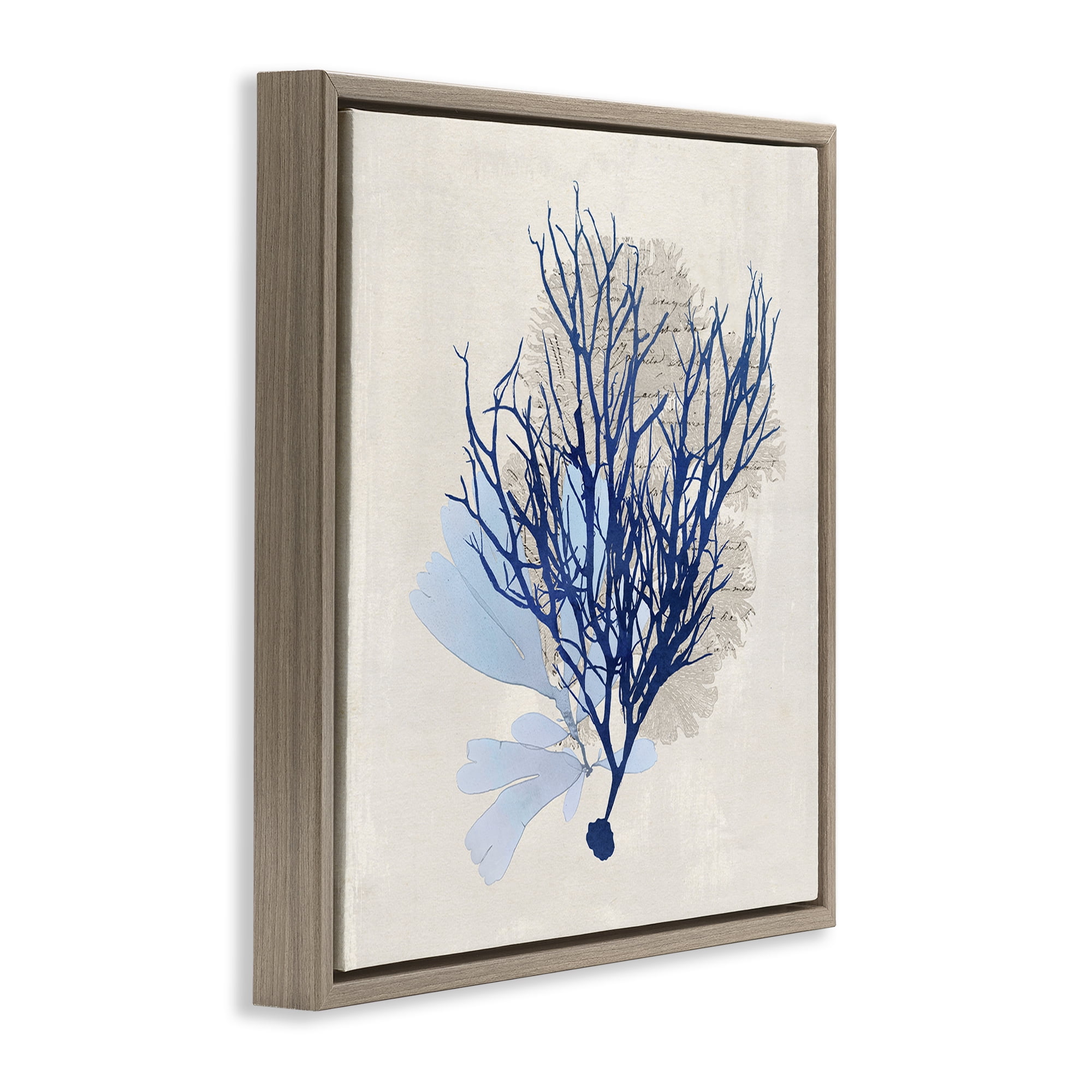 Stupell Industries Modern Coral Branch Nautical & Beach Painting Brown Floater Framed Canvas Art Print Wall Art, 25 x 25