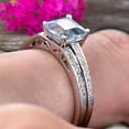 thumbnail image 5 of 1.50 Carat Asscher Cut Aquamarine Engagement Ring Set 10k White Gold Stacking Matching Wedding Band, 5 of 5