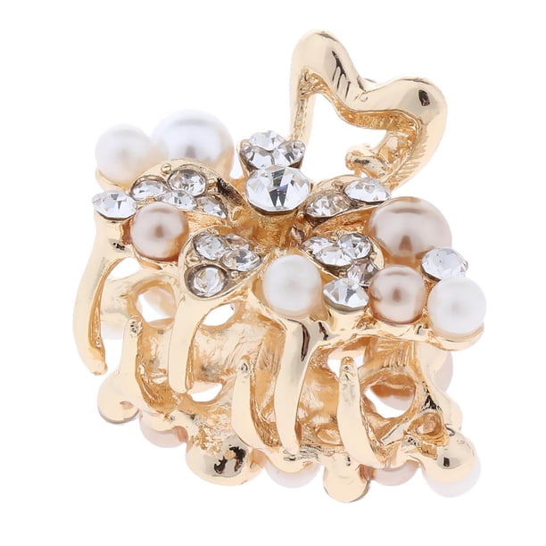 Pinza de pelo de flor Vintage para mujer, pinza de pelo de cristal, horquilla, champán Flor de champagne Zulema Abrazaderas de garra de pelo de flor de mujer