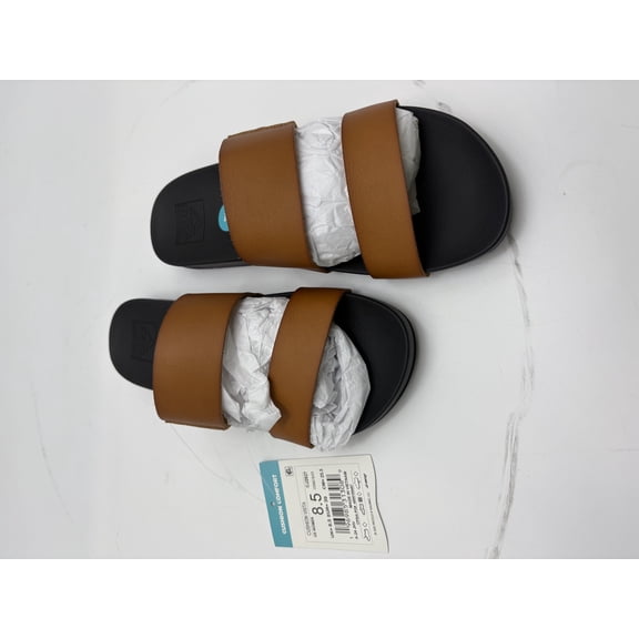 REEF CUSHION VISTA SANDALS - SIZE: WOMEN 8.5 - COGNAC/BLACK