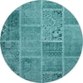 thumbnail image 2 of Addison Rugs Mayfield Washable Transitional Patchwork Turquoise Round Rug, 8' x 8', 2 of 5