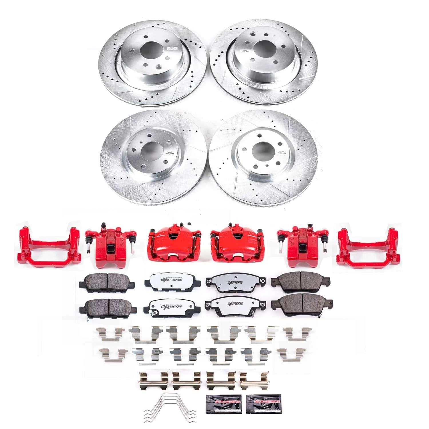 PowerStop Front and Rear Z26 Street Warrior Brake Pad and Rotor Kit with Red Powder Coated Calipers Fits: INFINITI Select Models KC9063-26