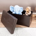thumbnail image 5 of Lavish Home 30-Inch Faux Leather Folding Storage Ottoman Foot Stool with Removable Bin, Brown, 5 of 8