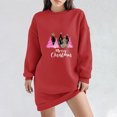thumbnail image 2 of Pisexur Robe de Noël pour Femmes Mode Imprimé Arbre de Noël Col Rond Robe Chandail en Molleton Décontractée Manches Longues Robe de Fête d'Automne Mini Robe, 2 of 4