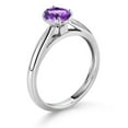 thumbnail image 3 of Gem Stone King 10K White Gold Purple Amethyst Solitaire Engagement Ring for Women (0.75 Cttw, Oval Checkerboard 7X5MM, Gemstone February Birthstone, Size 6), 3 of 4