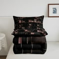 thumbnail image 4 of Black and Light Pink Comforter Set Modern Geometric Bedding Comforter Sets Gradient Neon Cubes Queen Quilt Set Girls,Abstract Square Grid Duvet Insert Geometry Lattice Wall Brick Decor, 4 of 5
