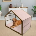 thumbnail image 2 of Checkered Pet House, Picnic in Countryside Themed Gingham Pattern in Soft Colored Print, Outdoor & Indoor Portable Dog Kennel with Pillow and Cover, 5 Sizes, Pale Peach and White, by Ambesonne, 2 of 4