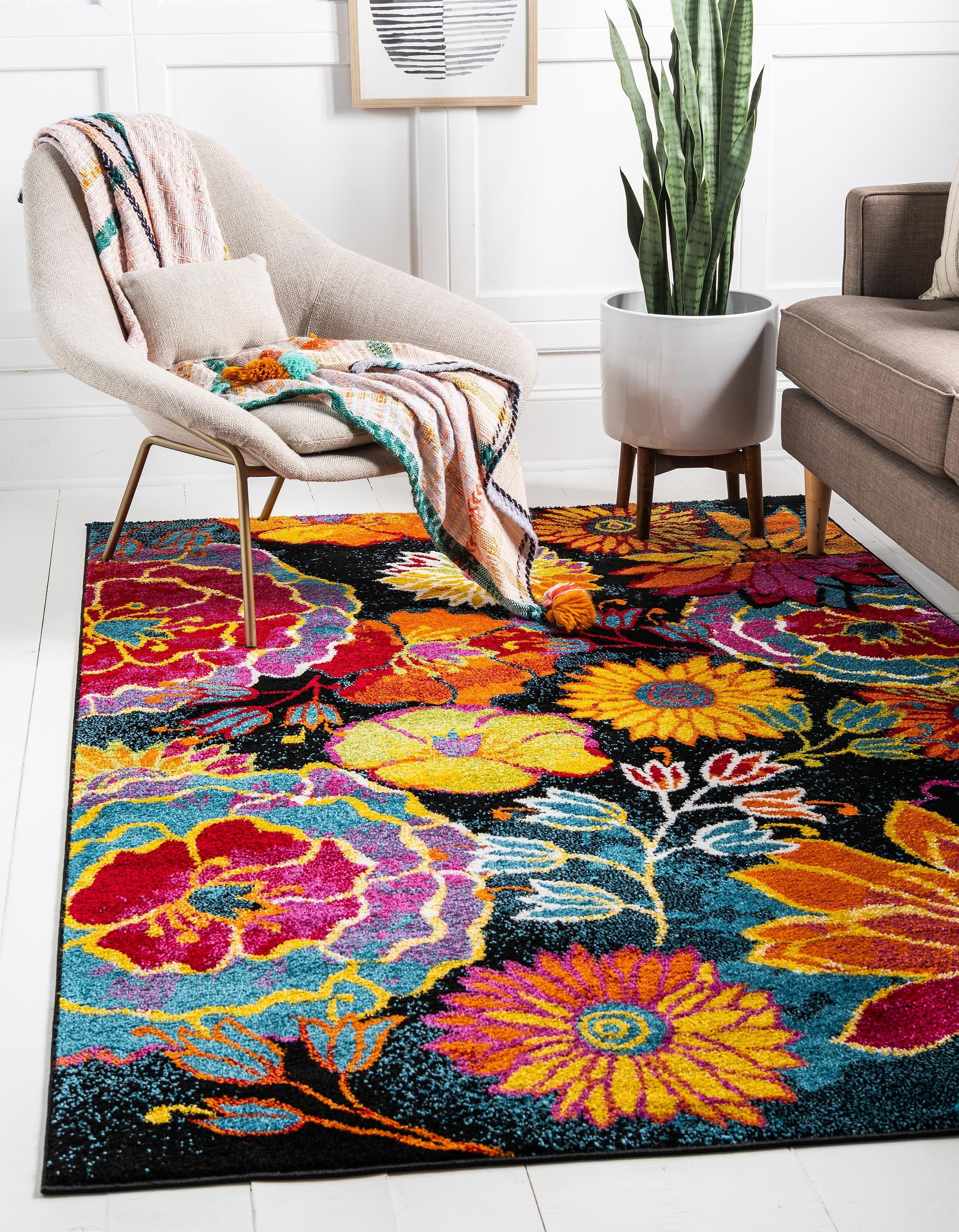 Unique Loom Kennedy Lyon Modern Floral Area Rug Or Runner Walmart Com Walmart Com