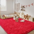 thumbnail image 5 of Janvonne Fluffy Red Area Rug for Bedroom Living Room Soft 6x9 Fuzzy Rugs Non-Shedding Indoor Plush Rug for Nursery Kids Room Dorm Room Home Decor, High Pile Shaggy Floor Carpets, 5 of 8