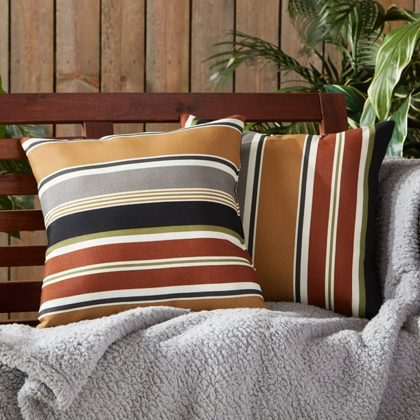 Brick Stripe Outdoor Square Throw Pillow (2pack)