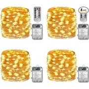 Sterno Home GL40736 50-Count Battery-Powered LED Fairy String Lights, 65.6-Feet, Remote Included, 4 Pack, Copper Wire Lights For Indoor and Outdoor Use
