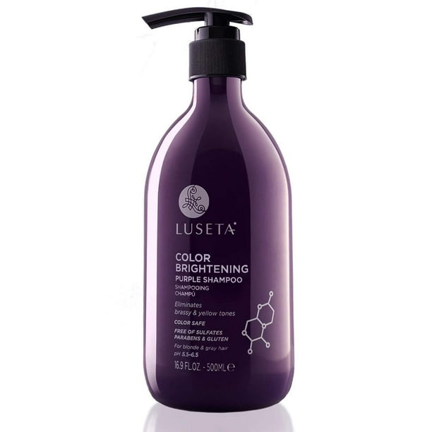 Luseta Purple Shampoo para mujeres - Cabello rizado y dañado tratado con color rubio gris - 16.9 oz sin sulfato ni parabenos