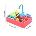 thumbnail image 4 of Juguete de cocina, accesorios para platos, juego de fregadero, juguete para niños (rosa), 4 of 7