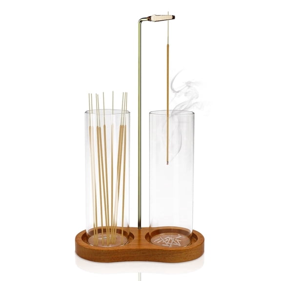2-in-1 Upside Down Incense Holder with Glass Ash Catcher, Anti-Ash Flying Burner and Storage for Yoga Meditation Spa Home Decor