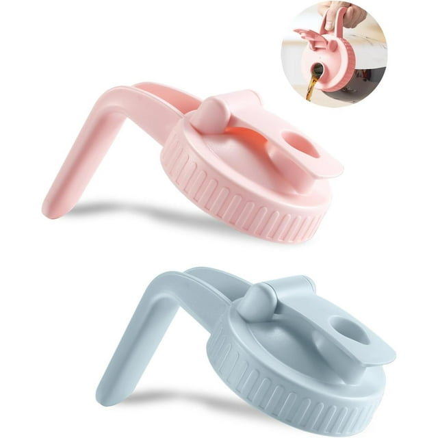 2 Pack Couvercles de Pot Mason à Grand Ouverture en Forme de V avec Poignée, Bec Verseur de Pot Mason avec Couvercle Rabattable Prolongé Facile à Ouvrir, Étanche et Durable (Bocaux Non Inclus)