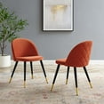 thumbnail image 2 of Side Dining Chair, Set of 2, Velvet, Orange, Modern Contemporary Urban Design, Kitchen Room Cafe Bistro Restaurant Hospitality, 2 of 9
