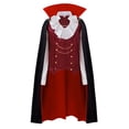 thumbnail image 6 of Adult Gothic Vampire Themed 3-Piece Outfit Set, Ruffled Collar Vest Top, Long Stand Collar Cape & Cane Prop for Halloween Party & Stage Performance Dress Up, 6 of 8