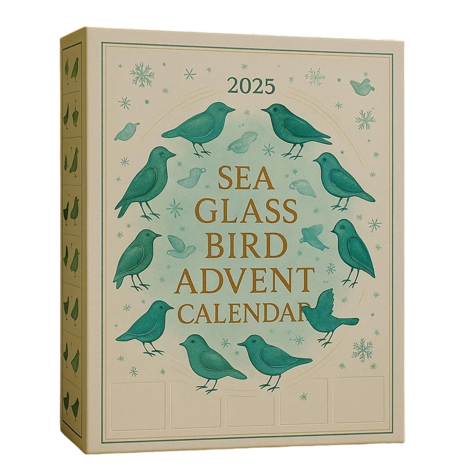 TanSiDing 3pcs Sea Glass Advent Calendar 2025 - 24 Days Holiday Ornament Countdown with Natural Sea Glass, Bird-Themed Christmas Decor for Festive Home Decorations