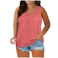 thumbnail image 2 of QWERTYU Flowy Tank Tops for Women Pack Boho Tops for Women Summer with Button Sleeveless Tops for Women Plus Size Solid Color Plus Size Womens Long Tunics for Leggings Pink 2X, 2 of 6