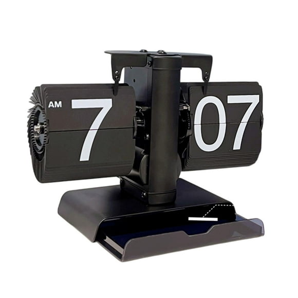 Reloj de escritorio plegable con cambio de página automático para escritorio, sala de estar, hotel Negro completo