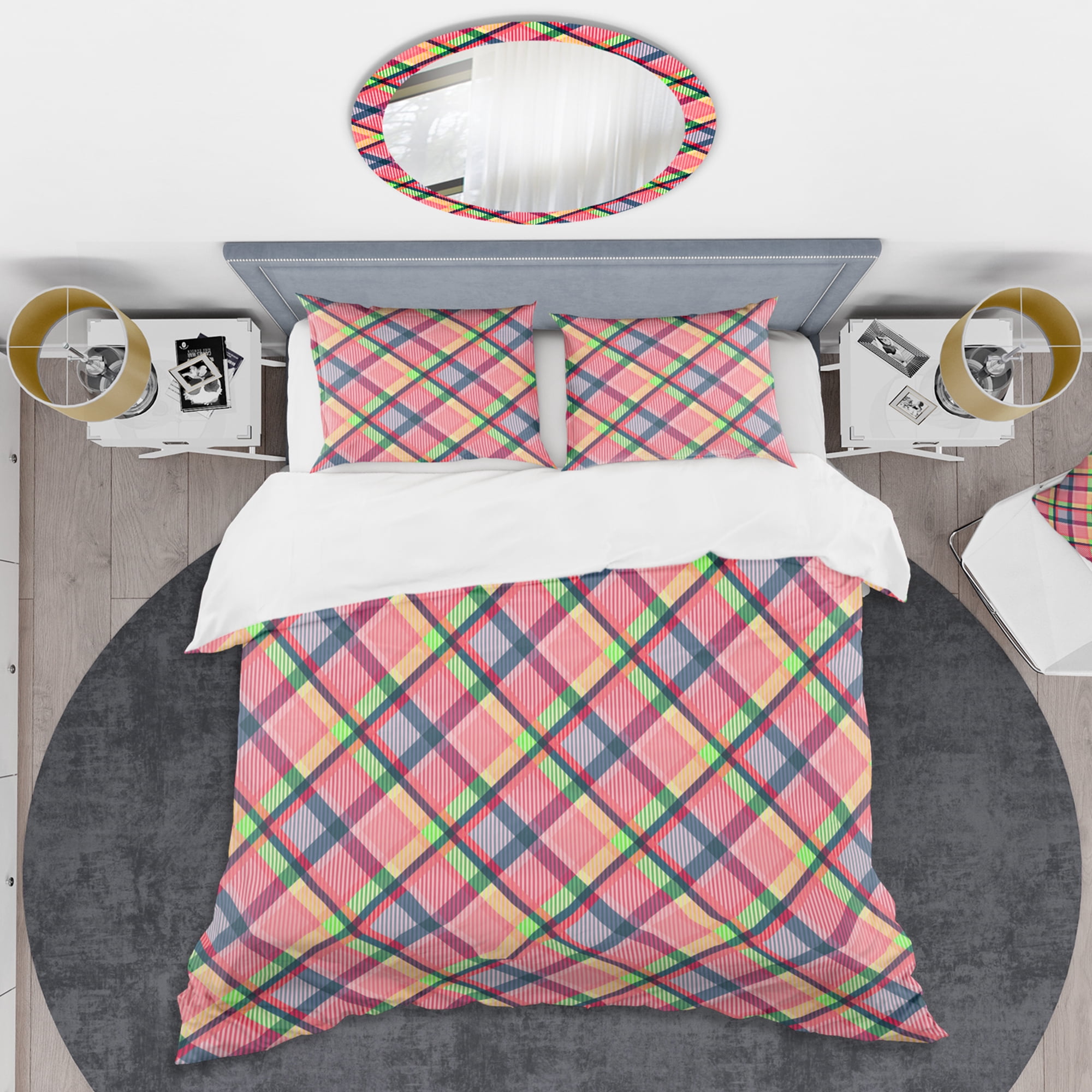 Designart 'Tartan Geometrical Texture I ' Mid-Century Modern Duvet Cover Set