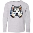 thumbnail image 3 of Inktastic Adorable Husky Dog Portrait Long Sleeve Youth T-Shirt, 3 of 5