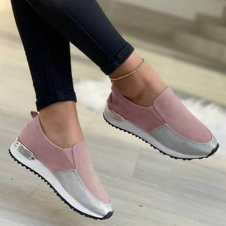 

Aayomet Womens Sneakers Works Round Comfortable Fashion Foot Single Women s Shoes Toe Color Blocking Women s Pink 8