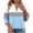 Sky Blue, variant on Gytharion 3/4 Sleeve T-Shirts for Women Fashion Casual Striped Printed Pullover Tops Summer Loose Comfy Half-Zip Crew Neck Blouses
