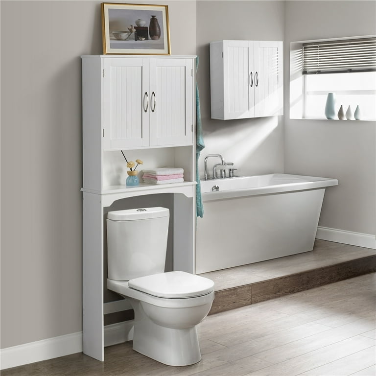 Style Selections 22.95-in W x 64.25-in H x 7.32-in D White MDF Over-the-Toilet Etagere | 6923WWMV