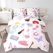 Manfei Girls Kawaii Princess Bedding Comforter Set 7pcs, Cartoon Modern Fashion Queen Bedding Sets, Cowboy Cowgirl Reversible Queen Sheet Sets, Microfiber Bedroom Decor