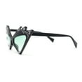 thumbnail image 3 of Sparkling Show Girl Silver Foil Bling Glitz Triangle Cat Eye Plastic Sunglasses Black - Green, 3 of 4