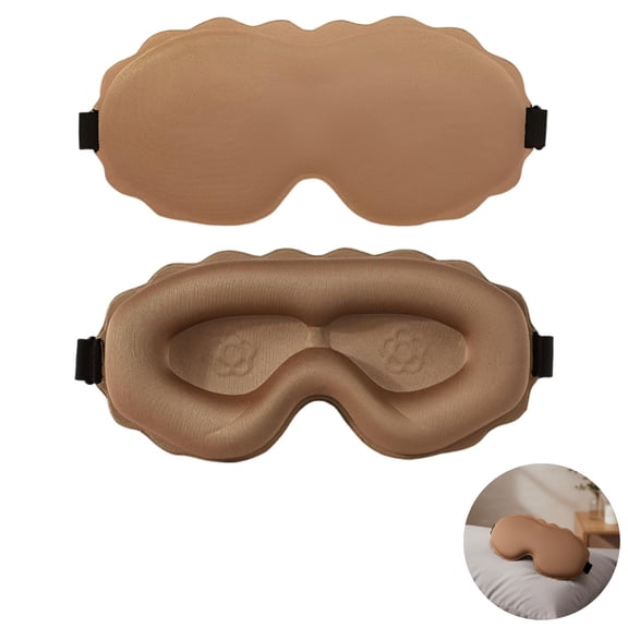 2 Pcs 3D Sleep Mask, Contoured Light Blocking Masks with Deep Eye Cups for No Pressure, Breathable Polyester Eye Cover with Adjustable Strap Sleep Mask for Travel Night Sleeping