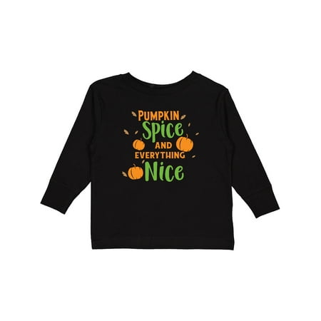 

Inktastic Pumpkin Spice And Everything Nice - Orange Green Boys or Girls Long Sleeve Toddler T-Shirt