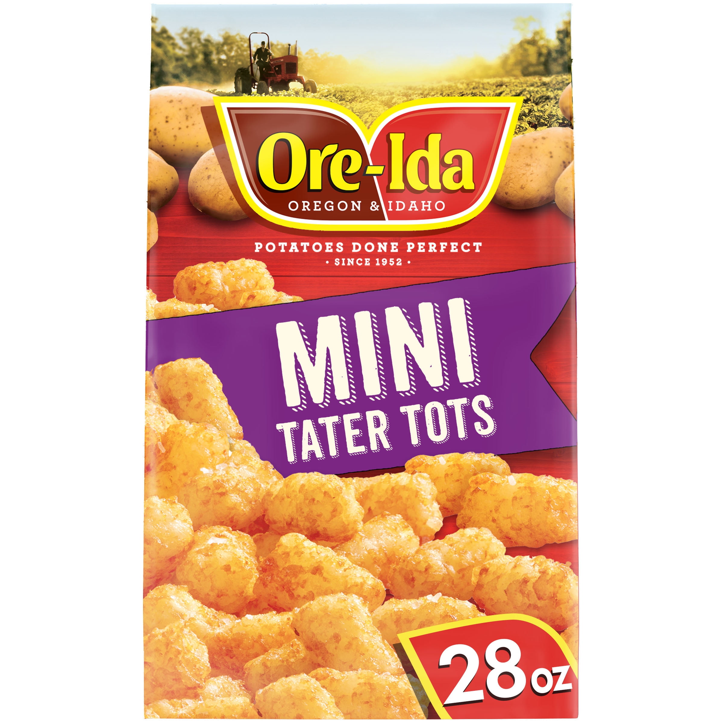 OreIda Mini Tater Tots Seasoned Shredded Frozen Potatoes, 28 oz Bag