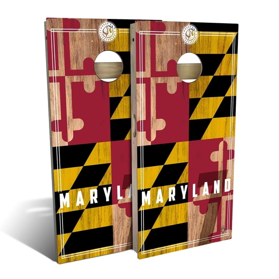 Skip's Garage | Maryland State Flag 2.0 Cornhole Board Set | Includes (2) Boards, (8) Bags & Optional Accessories